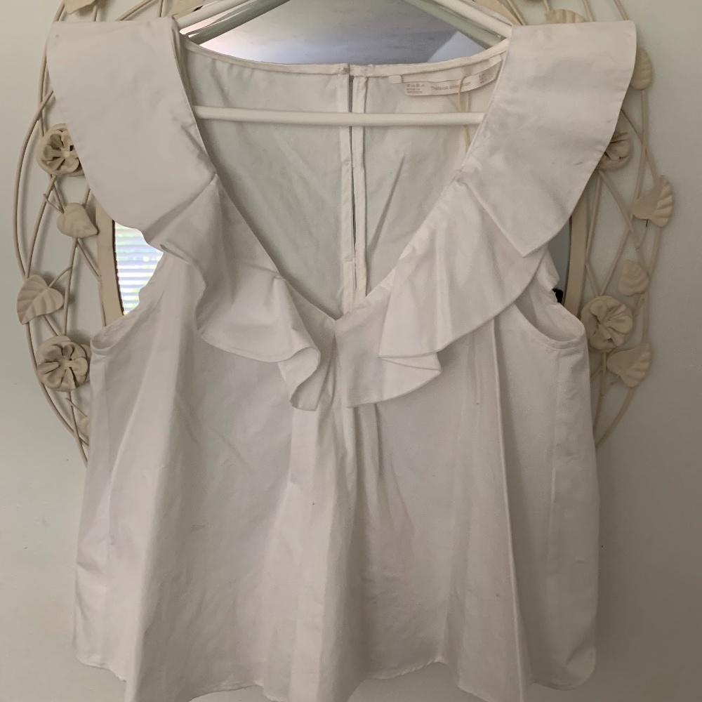 Zara - V Neck White Top